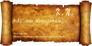 Kádas Nikoletta névjegykártya