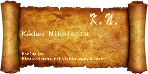 Kádas Nikoletta névjegykártya